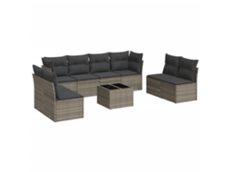 Conjunto de 9 Sofás para Jardim com Almofadas Vime Pe Cinza MAISON EXCLUSIVE (90x200 cm)