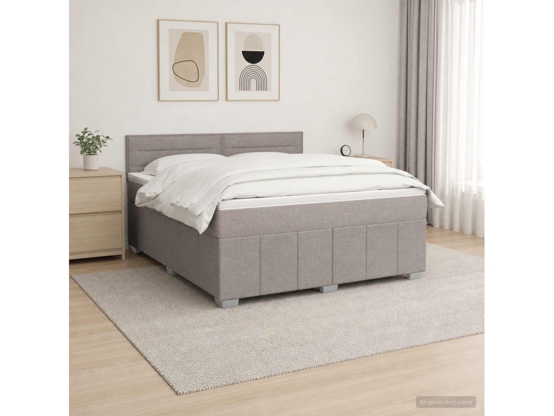 Vidaxl Cama Box Spring Com Colchão Cinzento-acastanhado 140 X 200 Cm