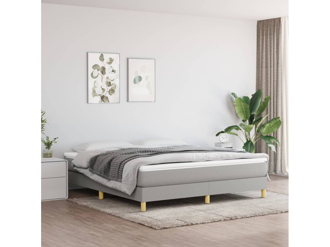 Vidaxl Estrutura De Cama Com Molas 160x200 Cm Tecido Cinzento-claro