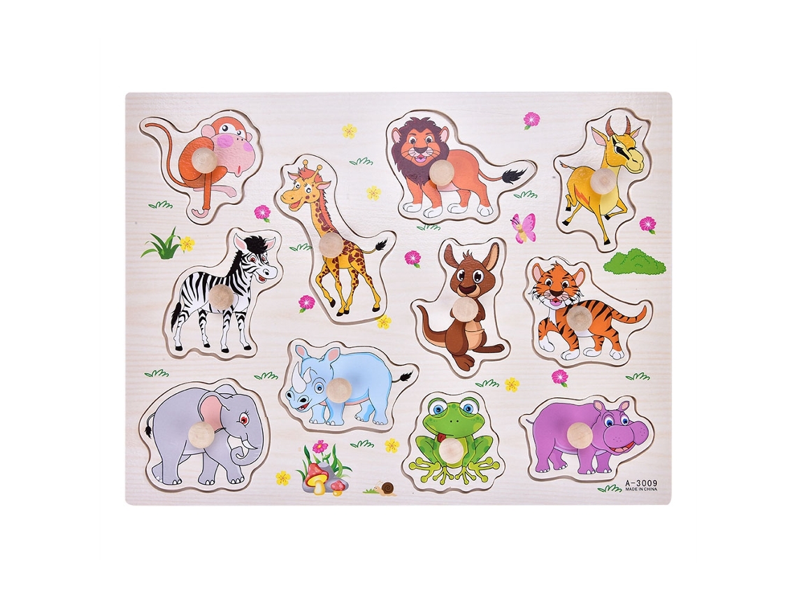 WalshLXq 1 conjunto de quebra-cabeça educativo de madeira para meninos e meninas, brinquedo interessante para aprendizagem precoce (animais)