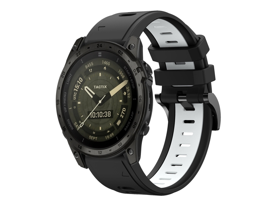 Bracelete Esportivo Silicone para Garmin Tactix 7 Amoled com duas cores Preto e Branco XIAOMOYU