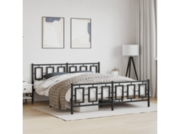 Estrutura De Cama Com Cabeceira E Pés 183x213 Cm Metal Preto