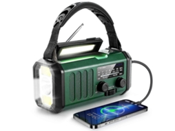 Rádio Solar GOKOCO com dínamo, carregador de celular e funções de sobrevivência