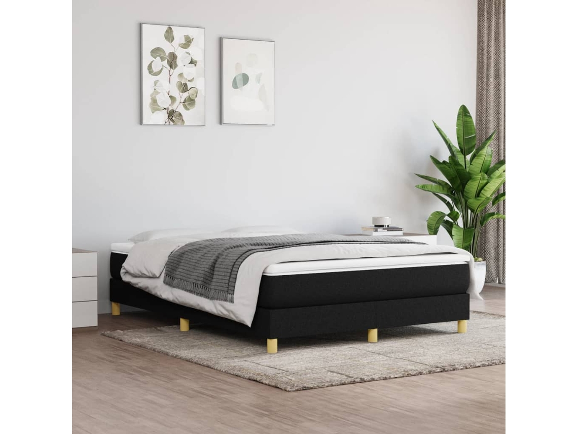 Vidaxl Estrutura De Cama Com Molas 140x200 Cm Tecido Preto