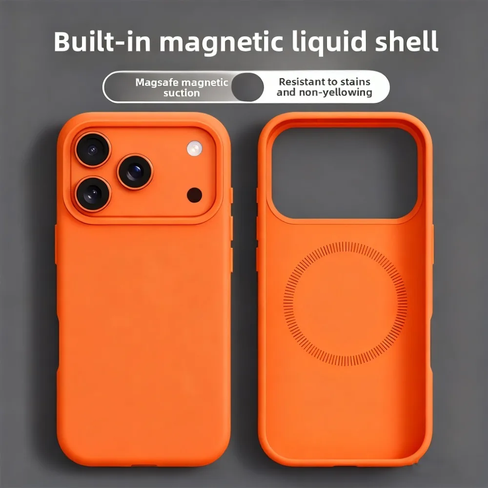 Capa Magsafe De Silicone Líquido Para Iphone (laranja, Iphone 17)