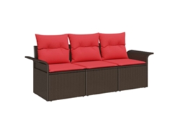 Maison Exclusive - Conjunto De Sofás Com Almofada 3 Pcs Marrom E Vermelho Vime Pe