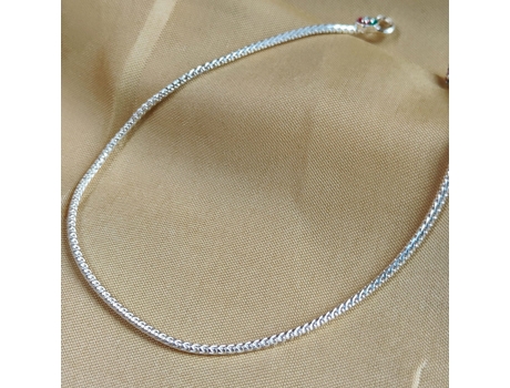 Pulseira de Tornozelo THE COLOURFUL AURA Pure Silver Rope Braided Plain Thin Snake Chain Indian Payal