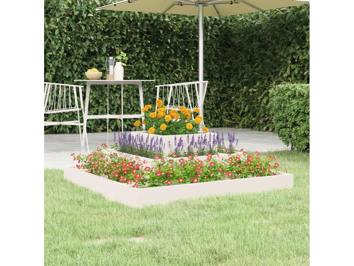 Vidaxl Vaso/floreira 80x80x27 Cm Pinho Maciço Branco