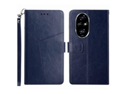 Capa De Couro Flip Para Honor 200 5g Com Linhas Em Y