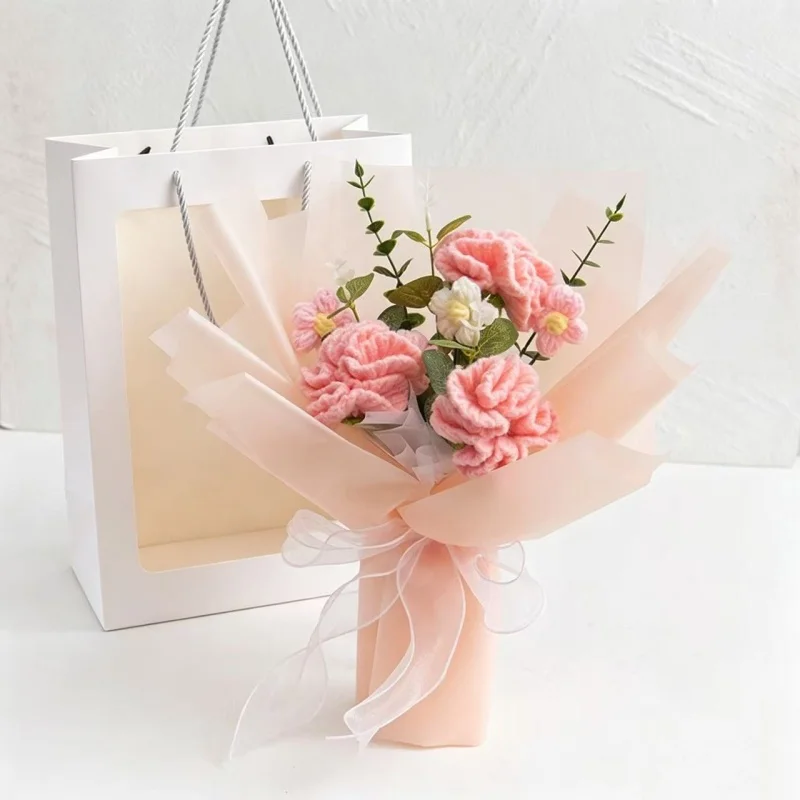 Bolsa De Mão Criativa Com Buquê De Rosas Artificiais De Crochê, Presente Para O Dia Dos Namorados