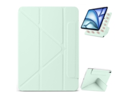Capa de couro sintético para iPad Air 11 (2024), Air (2022) e iPad Air (2020). Suporte magnético origami para tablet, verde-claro, Hengrongshen (2025).