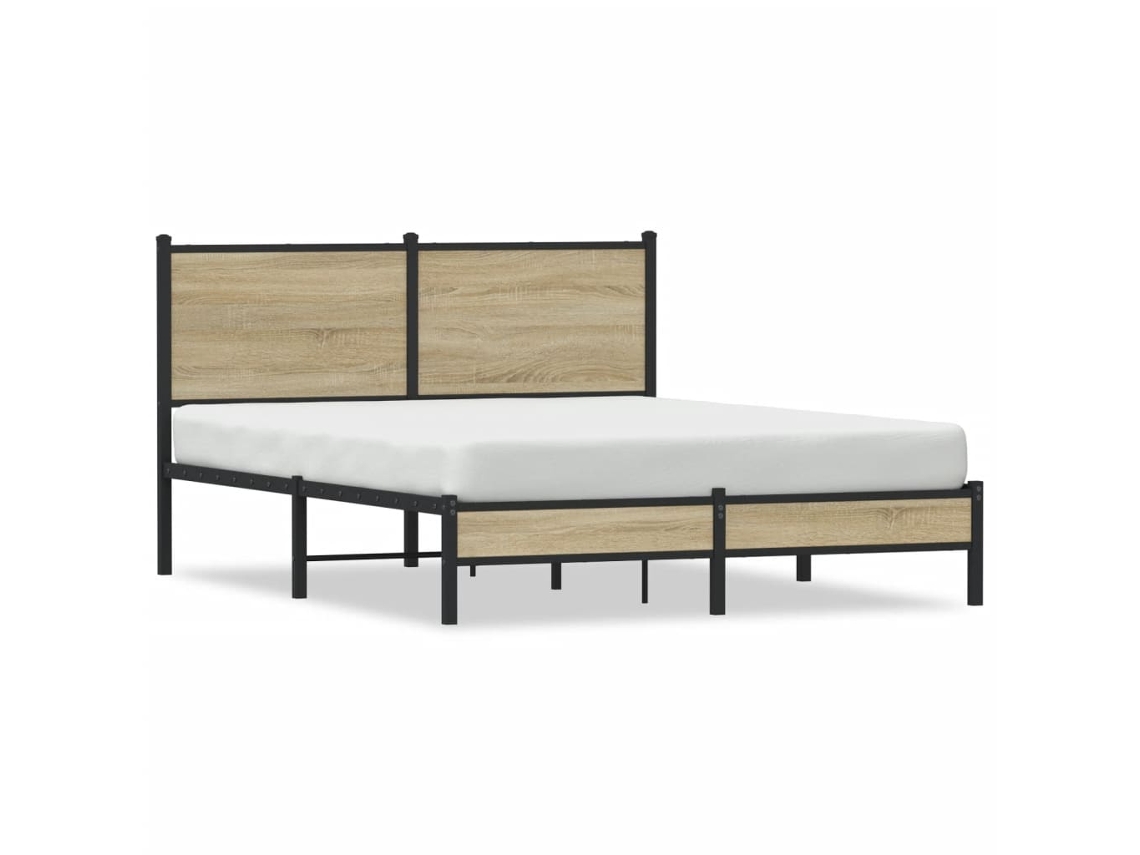 Bed Frame, Bed Frames Vidaxl Marrom Aço (150 X 200 Cm)