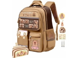Mochila Kawaii Capivara, Escolar Com Estojo, Pingente E Broche, Grande Capacidade, Para Crianças