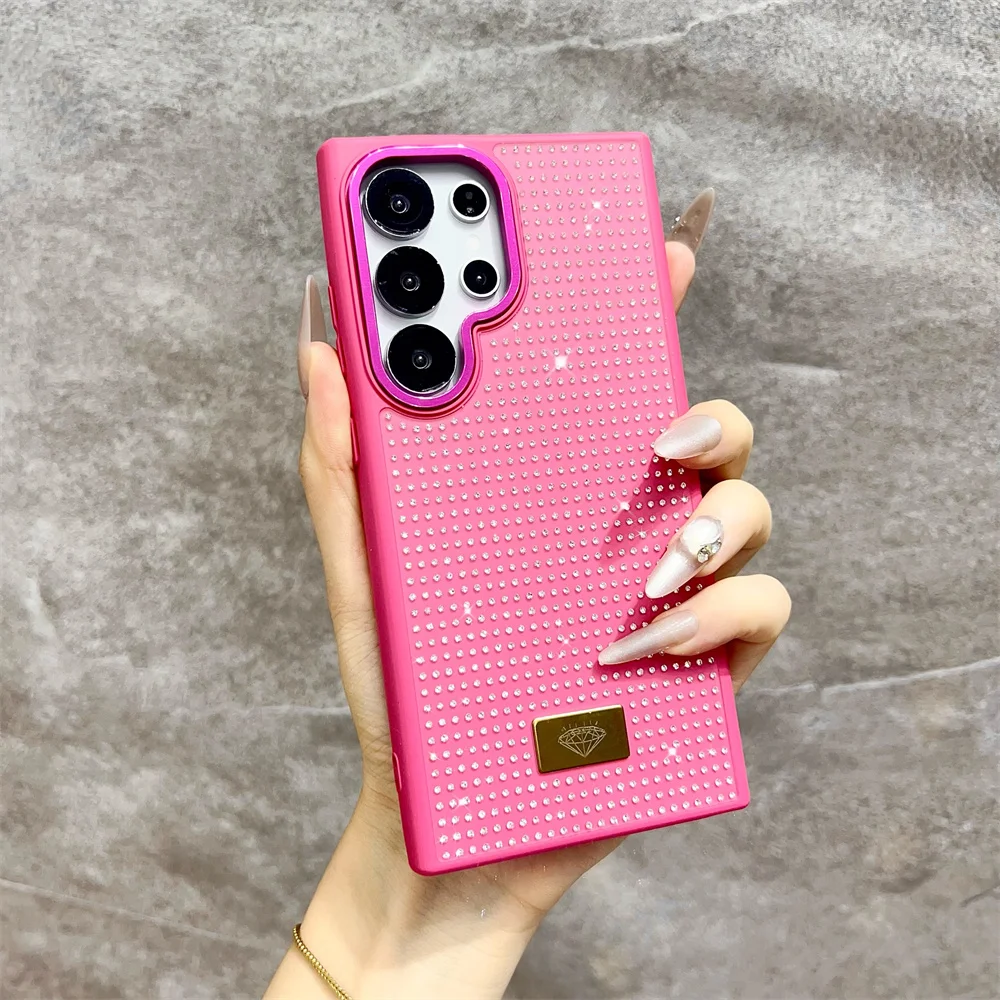 Capa De Celular Com Glitter De Diamante Para Samsung S24 Fe, Rosa-avermelhado.