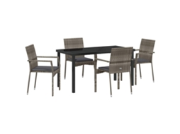 Maison Exclusive - Conjunto De Jantar Para Jardim 5 Pcs Cinzeto Vime Pe