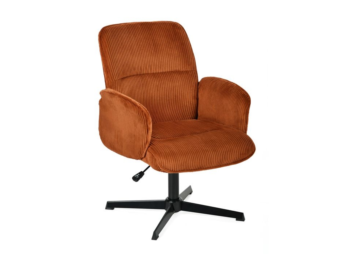 Cadeira de Escritório Ergonômica Vermelha Assento Giratório Altura Ajustável Apoio de Braço em Veludo Cotelê Sem Rodinhas thomasina MEUBLES COSY