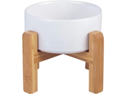 Comedouro Elevado para Gatos com Suporte de Madeira, À Prova de Derramamento, para Ração e Água, Ideal para Gatos e Cães de Pequeno Porte AQUAFORGE