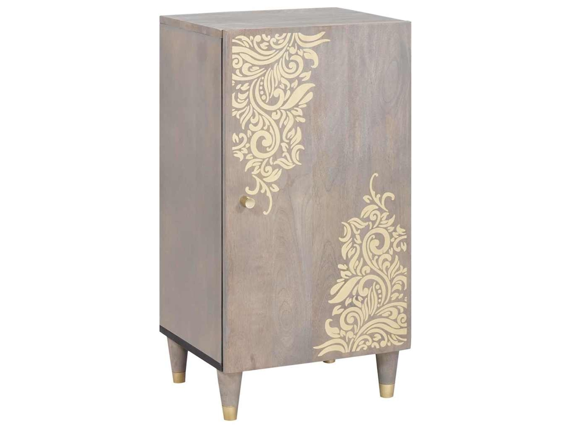 Vidaxl Buffet Cinza E Ouro 40 X 33 X 75 Cm Madeira De Manga Maciça
