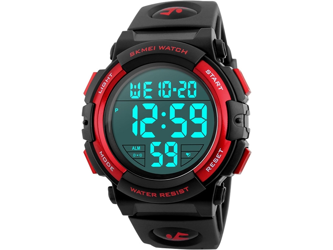 Lurelia Relógio Digital Desportivo, Visor Digital, Led, Cronómetro, Alarme, Data/calendário, Luminoso, Resistente À Água 50m, Prata