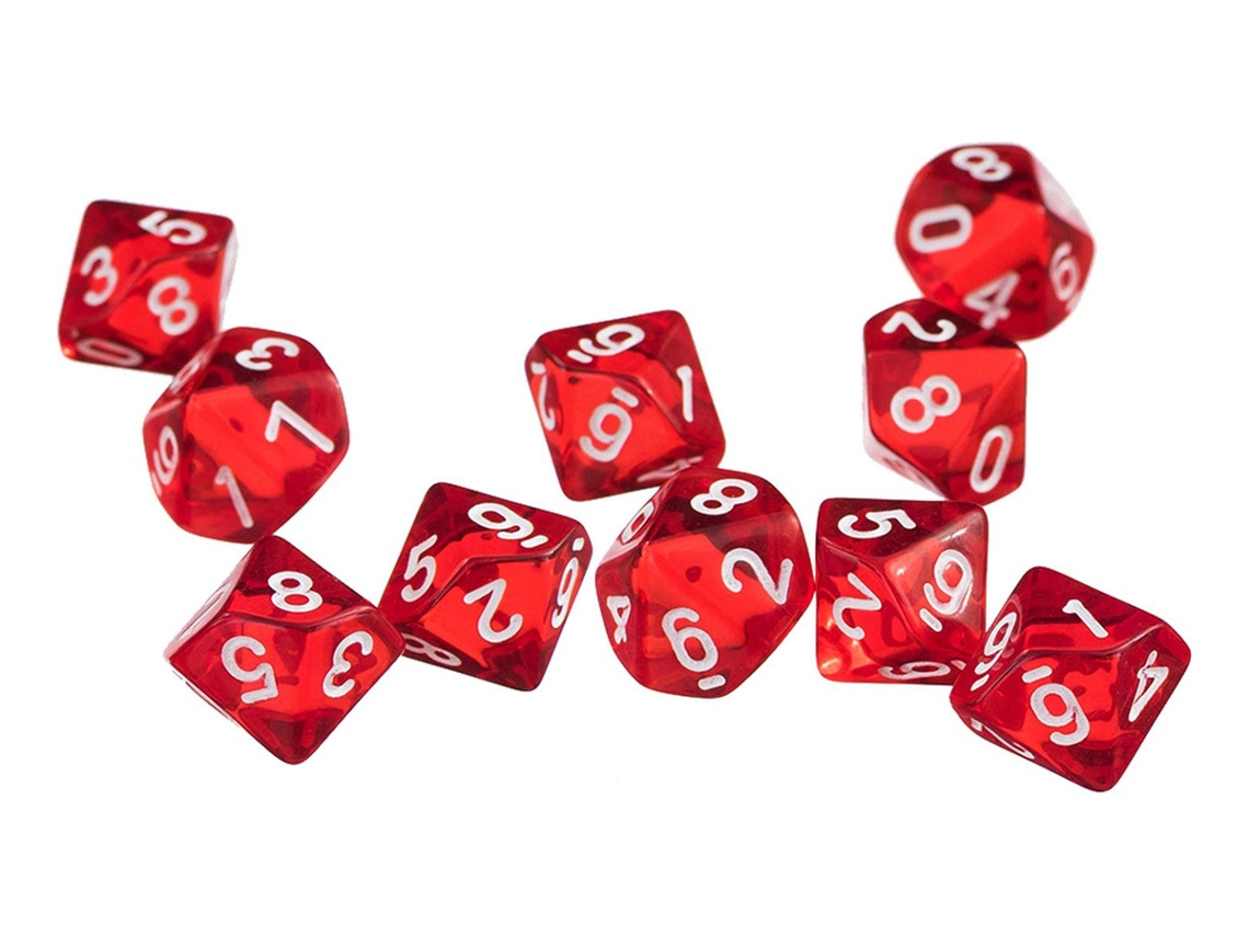 Conjuntos de dados de plástico Redslowmoose D10 para RPGs
