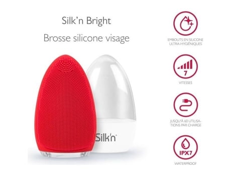 Escova De Limpeza Facial Vermelha Silkn Bright Recarregável Hipoalergênica