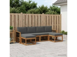 Vidaxl Conjunto De Sofás Para Exterior 6 Pcs Natural E Antracite
