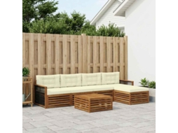 Vidaxl Conjunto De Sofás Para Exterior 6 Unid. Natural E Creme
