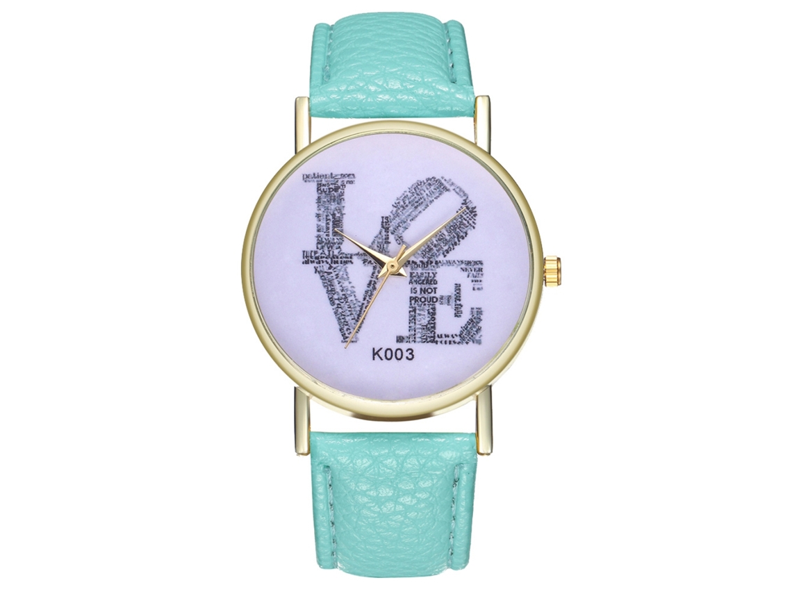 Reloj De Pareja Moda Nueva Love Cuarzo Correa De Cuero Unisex (menta)