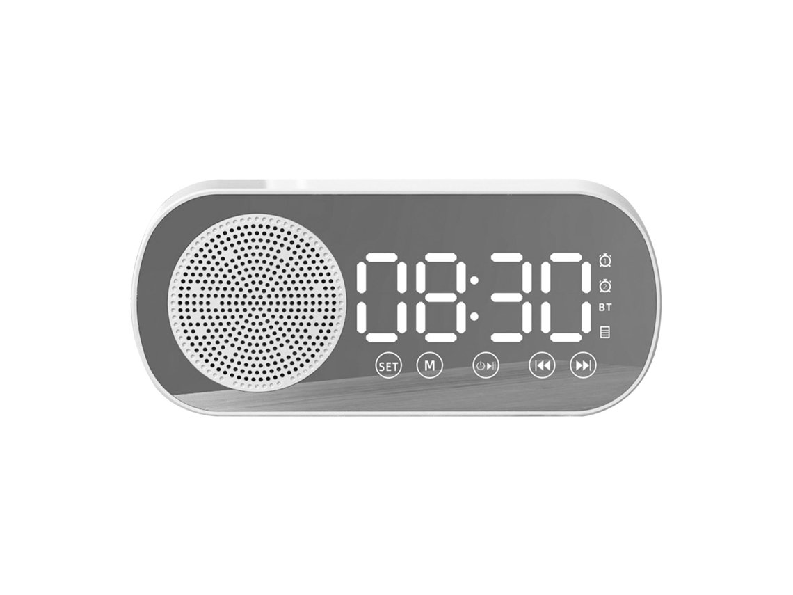 Relógio com alto falante EOOCOO, Bluetooth, despertador