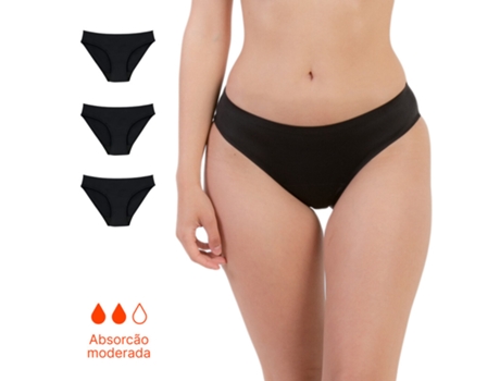 Pacote De 3 Biquíni Menstrual Sem Costuras Fluxo Normal Ecowoman