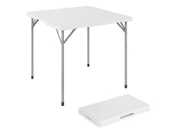Mesa de Camping Dobrável Quadrada. Metal e Hdpe. 86x86x74 Cm. Branco Ge