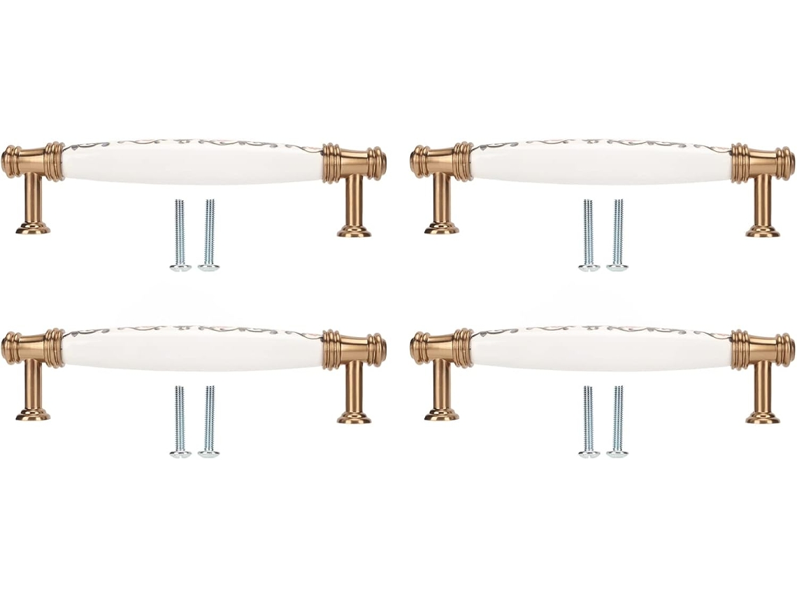 Conjunto De 4 Puxadores Antigos Para Armários, Estilo Retrô, Em Liga De Zinco E Cerâmica, Com Design Ergonômico, Ideais