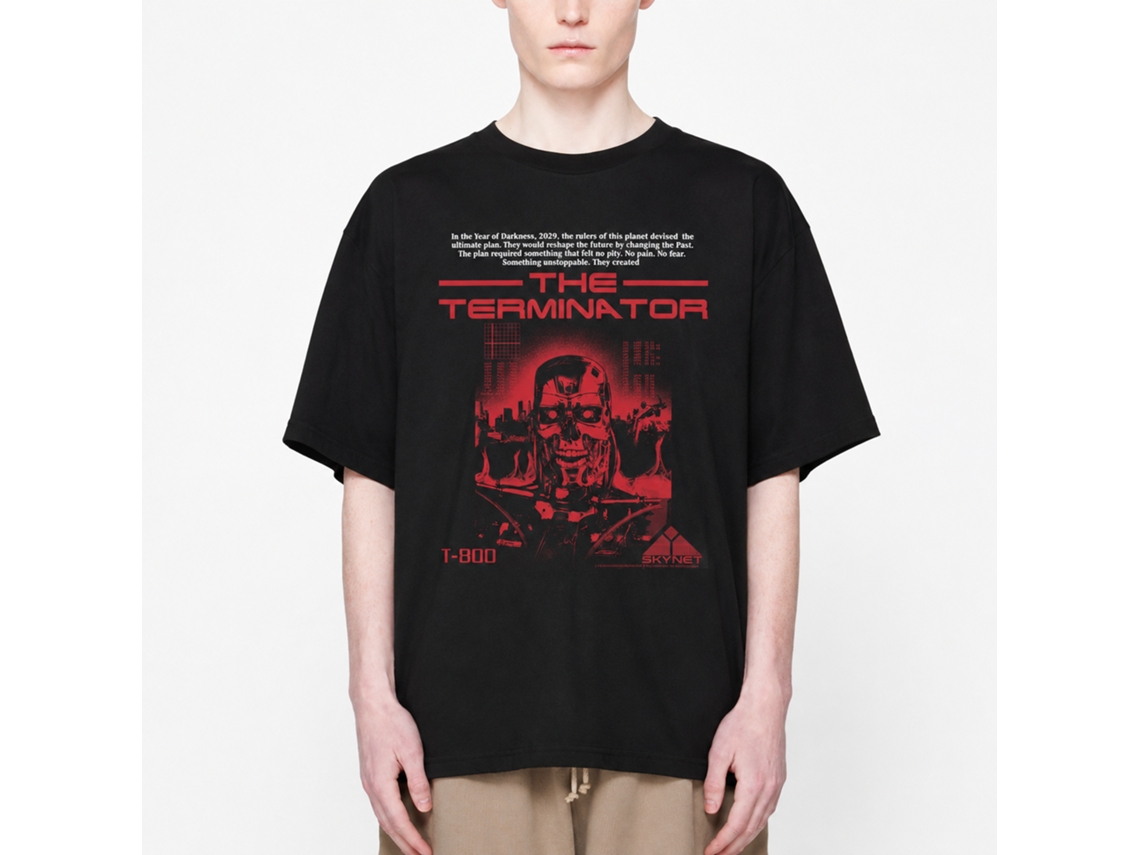 Rockinstone Terminator T 800 Without Bottom Text Black T-shirt Size:s