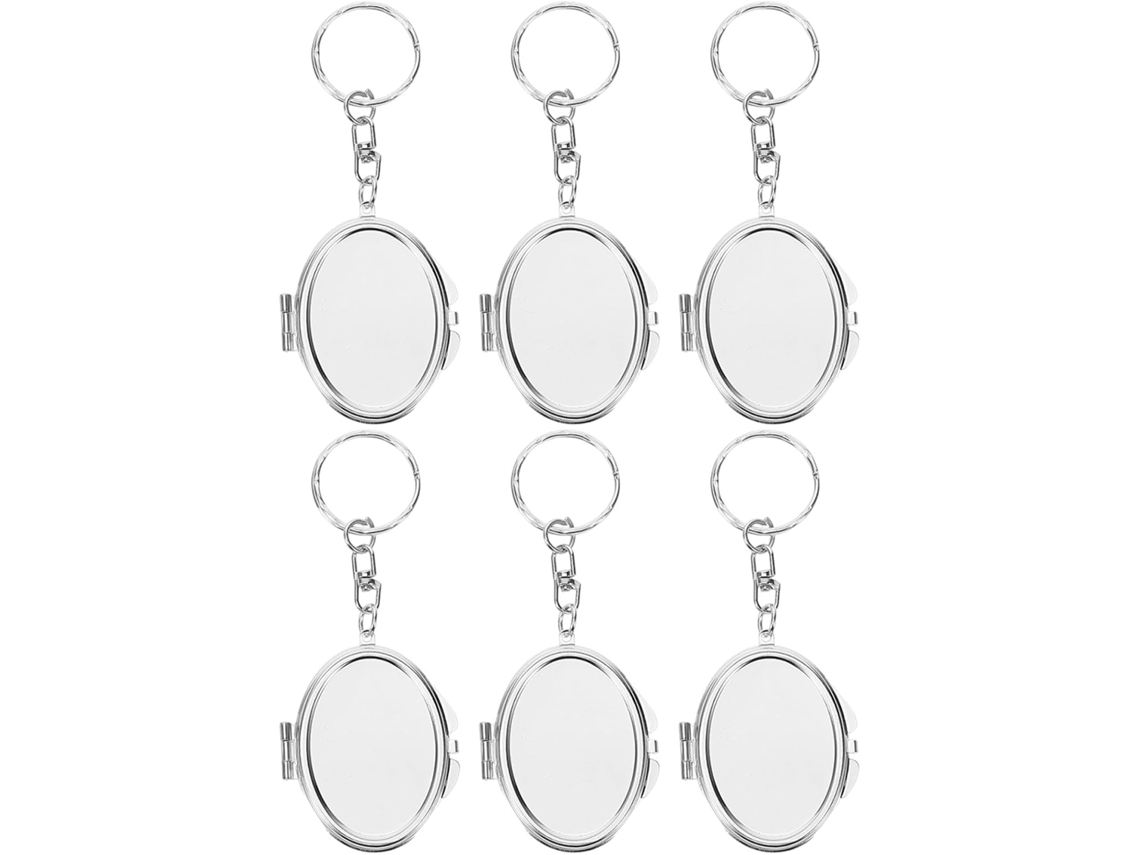 Conjunto De 6 Chaveiros Ovais Com Espelho: Pequeno, Bolsa, Com Argola - Pingente
