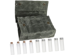 Porta-temperos portátil para camping, estilo militar, para 9 garrafas térmicas de alumínio e cortiça, com bolsa de lona.