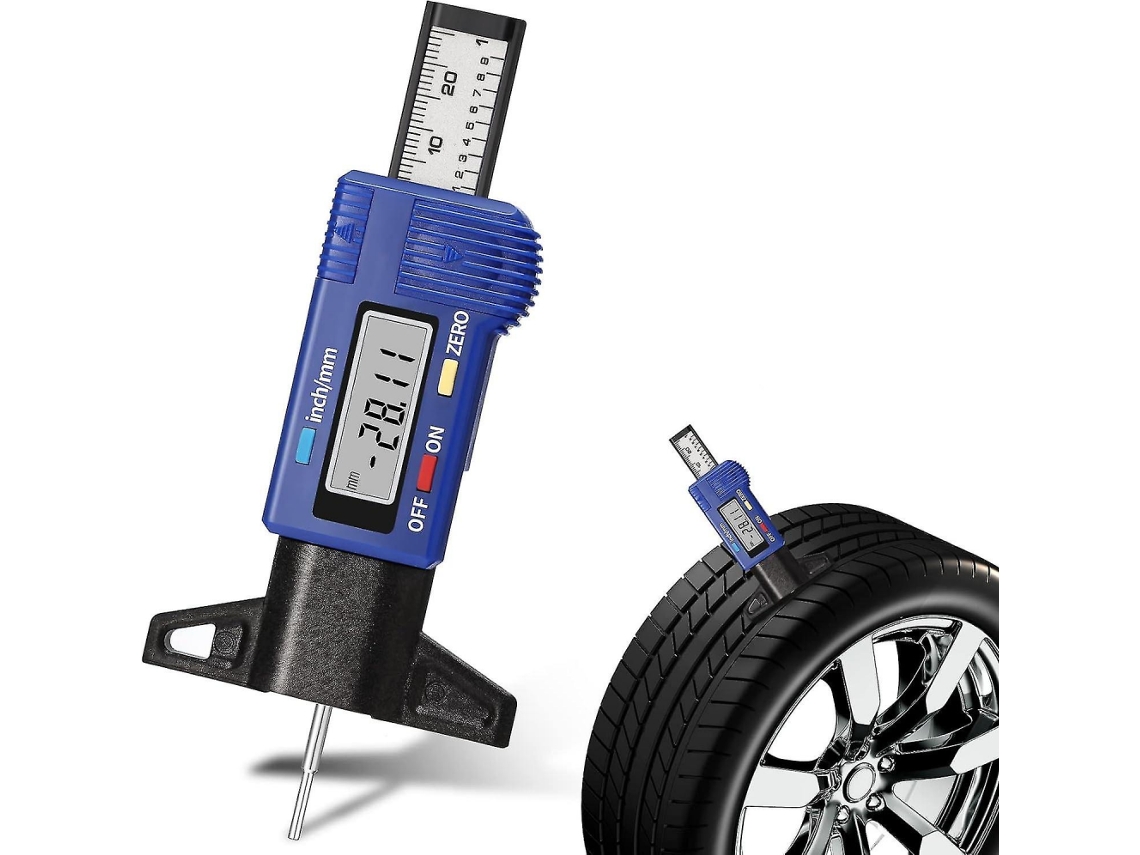 Medidor Digital Profundidade Sulco Pneus Lcd Azul