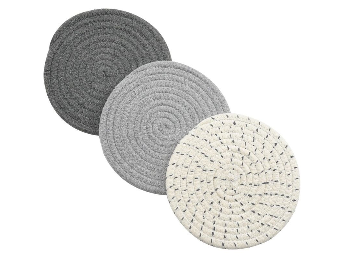 3 protetores de mesa Nova Line algodão resistente ao calor 17,8cm cinza