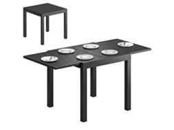 Mesa De Jardim Extensível, Mesa Externa Para 4-6 Pessoas Com Extensão De Autoarmazenamento Em Alumínio, 80-160 X 80 Cm, Preto