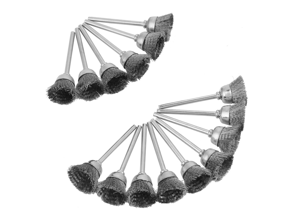 15 Peças Mini Escova De Aço Fio Roda De Polimento Para Lixadeira Ferramenta Rotatória (3*15mm)