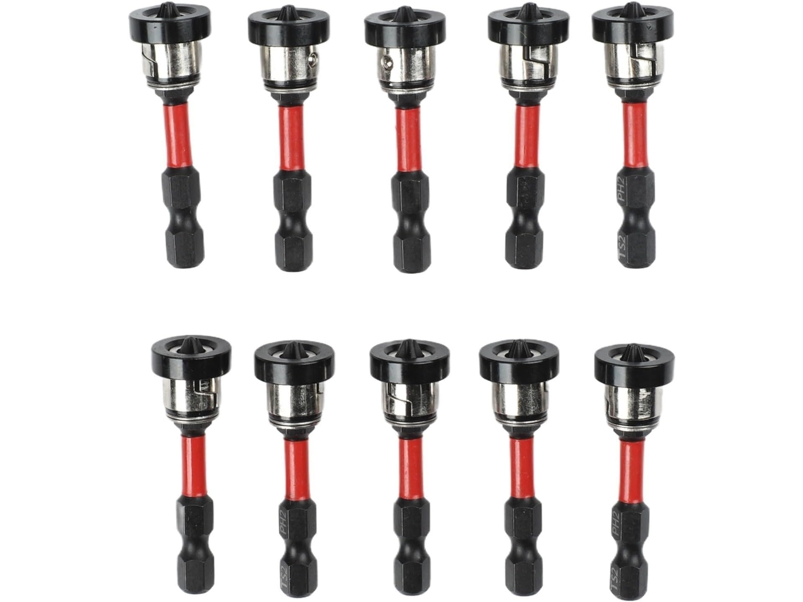 Conjunto De 10 Bits Chave Fenda Com Limitador Profundidade E Anel Magnético Alumínio Para Drywall, Ph2, Sextavado De 2 Polegadas
