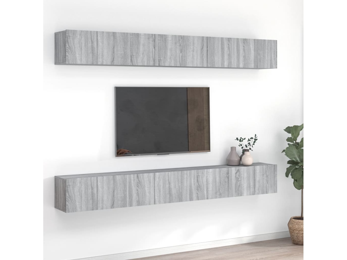 Vidaxl Móveis De Tv 8pcs 60x30x30 Cm Derivados De Madeira Cinza Sonoma