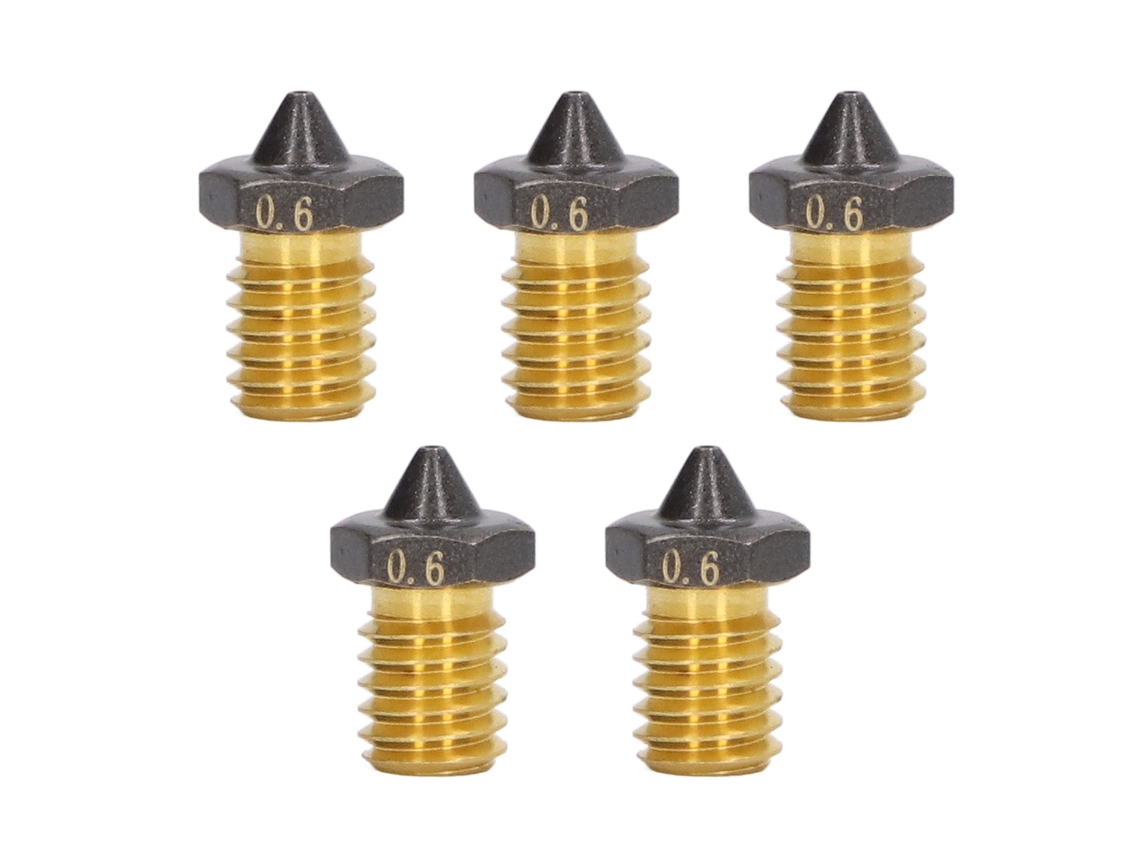 5 Peças Bicos De Impressora 3d Cobre Revestido Ptfe 1.75mm Filamento Bico De Hotend Alto Fluxo 0.6mm
