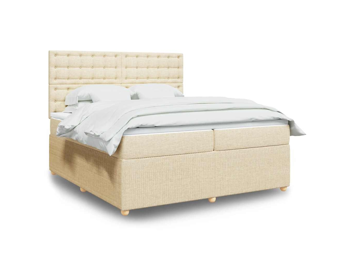 Vidaxl Cama Com Molas/colchão 200x200 Cm Tecido Cor Creme