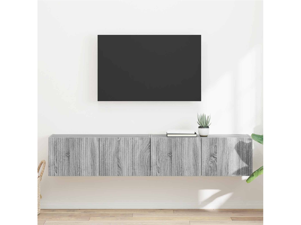 Vidaxl Armário de Tv de Parede 2 Pcs Cinza Sonoma 78,5 X 31 X 29,5 Cm