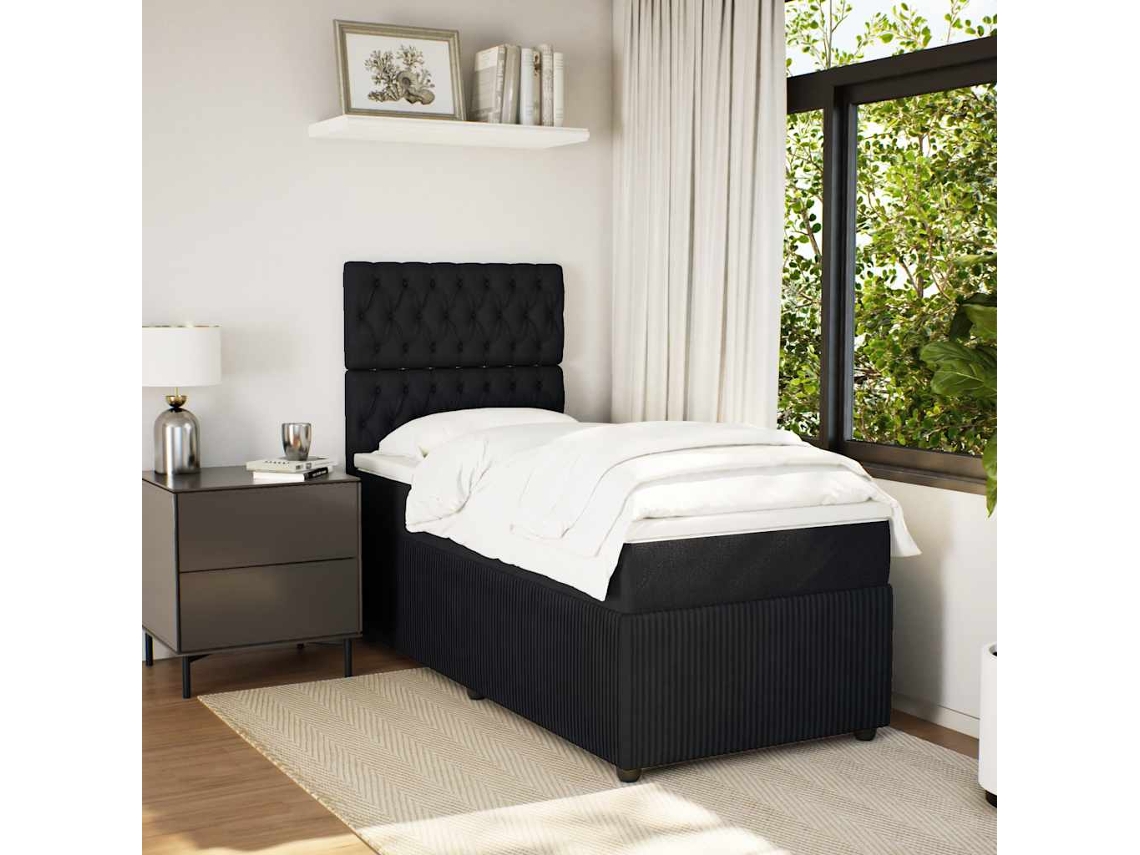Vidaxl Cama Com Molas/colchão 80x200 Cm Veludo Preto