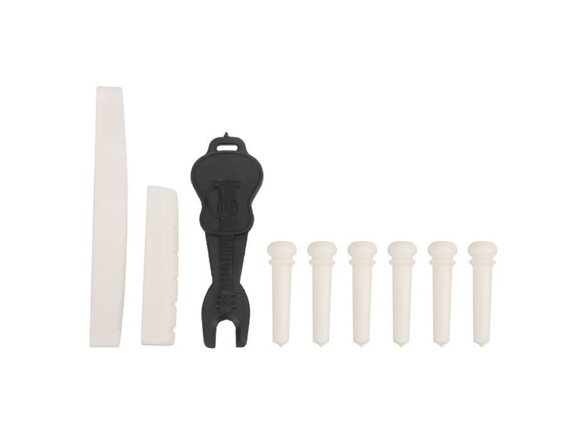 Guitar Bone Nut Folk Guitar Bridge Pin Kit Bone Saddle Nut+Acessórios para Instrumentos Musicais