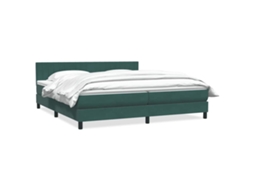 Vidaxl Cama Com Molas/colchão 180x220 Cm Veludo Verde-escuro
