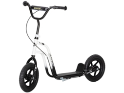 Scooter infantil S/MARCA, guidão ajustável, rodas grandes, suporte de estacionamento, freio de mão, para 5-12 anos, branco