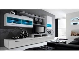 Conjunto de Móveis de TV SKRAUT HOME 1ALFABLANCO (250x194x42cm - Aglomerado de Madeira - Branco)