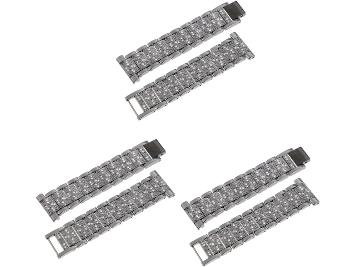 Conjunto De 3 Pulseiras Relógio Com Strass, Elegantes E Estilosas,